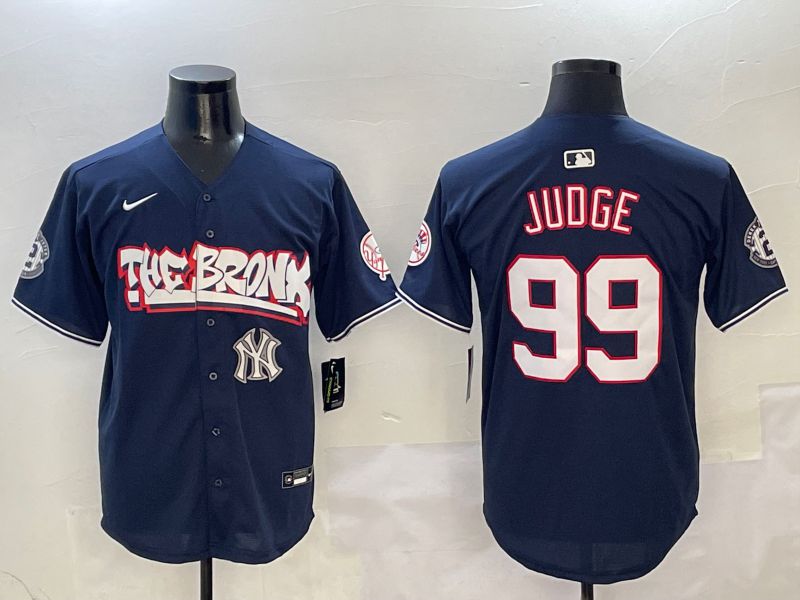 Men New York Yankees #99 Judge Drak Blue four generations Joint Name 2025 Nike MLB Jersey style 4118
